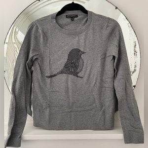Banana Republic Lightweight Sweater, Bird Graphic, Gray, Women’s Size XS